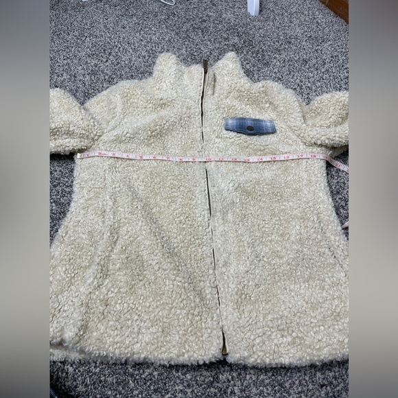 Pendleton Ladies' Softshell Fuzzy Full Zip Sherpa Jacket Beige Wool Plaid Sz S - Picture 9 of 11